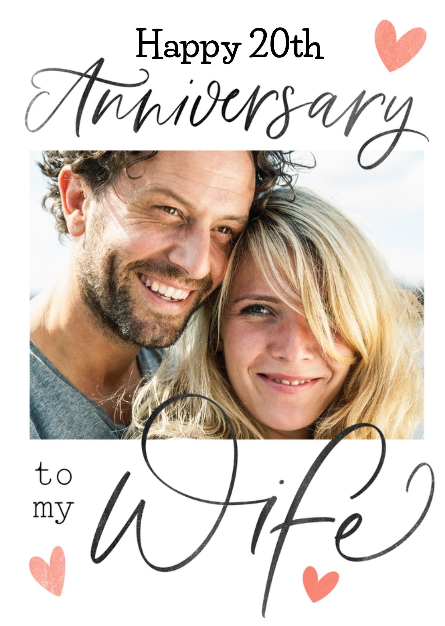Moonpig Typographic Calligraphy Wife Anniversary Photo Upload Card
