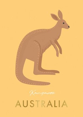 Illustration Of A Kangeroo On A Yellow Background Kangeroo Australia Card