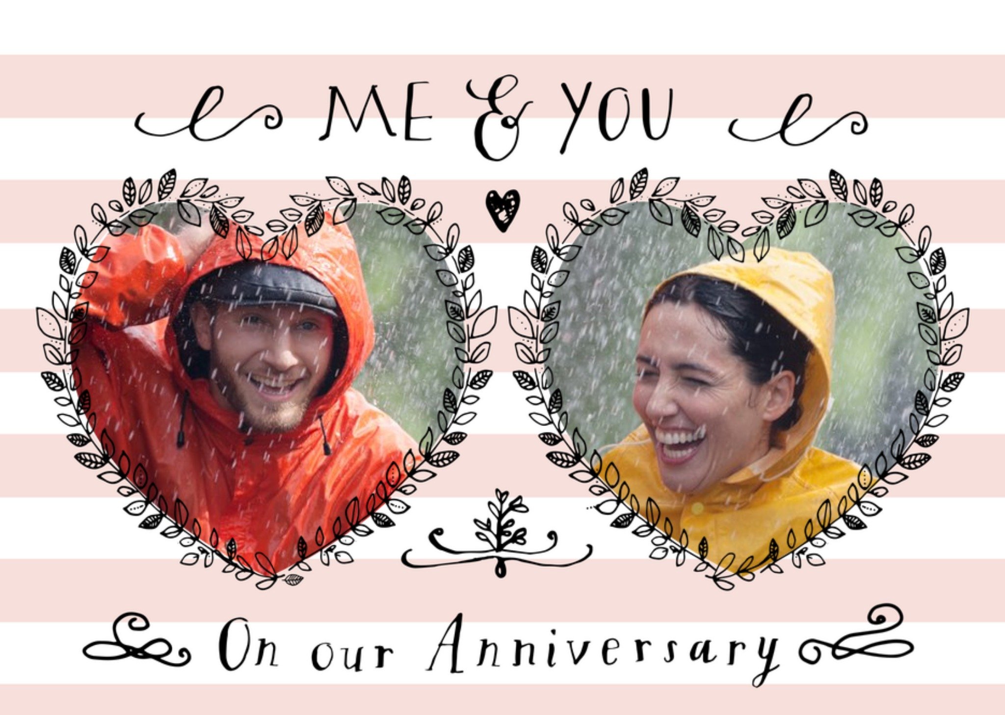 Moonpig Me & You Hearts And Stripes Personalised Anniversary Card