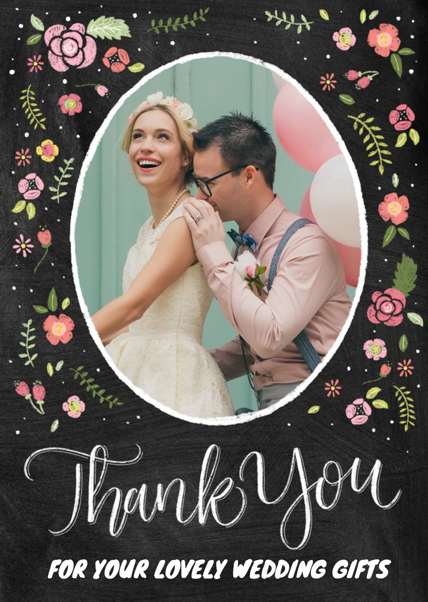 Moonpig Colourful Flowers Wedding Thank You Photo Card