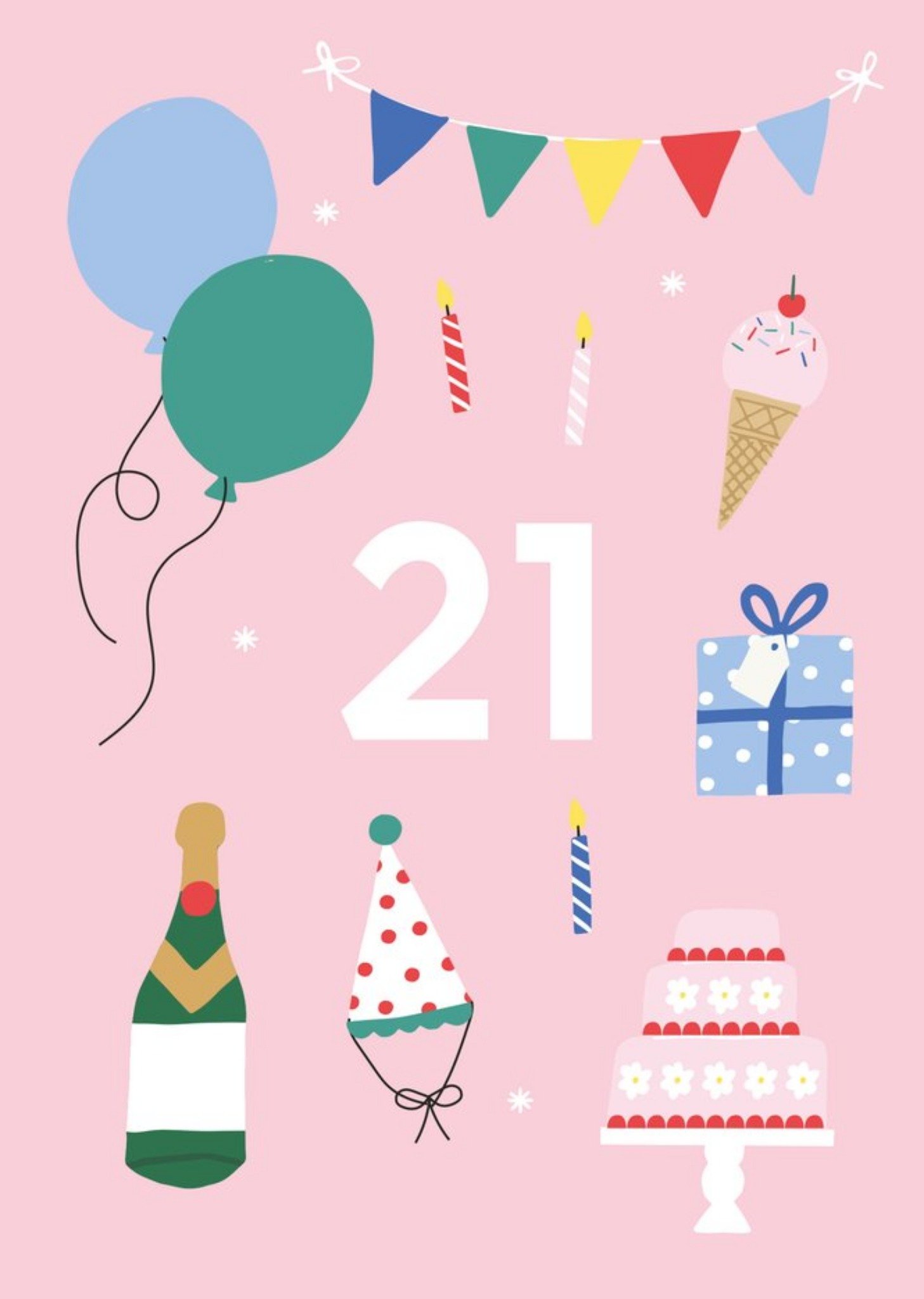 Moonpig Illustrated Cute Party Balloons 21 Today Birthday Card