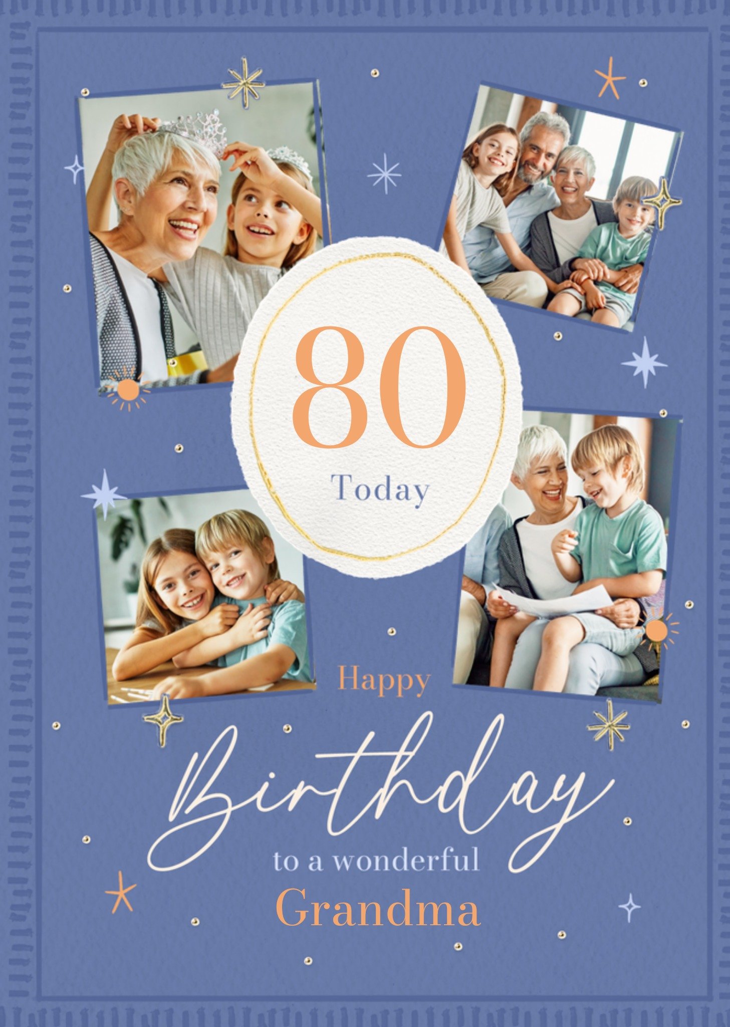 Moonpig Wonderful Grandma Photo Upload 80th Birthday Card