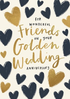 Golden Wedding Anniversary Friends Illustrated Card