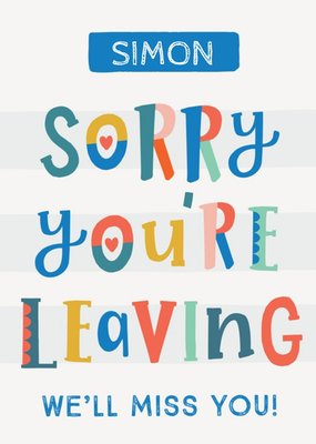 Natalie Alex Designs Retro Personalised Leaving Miss You Card