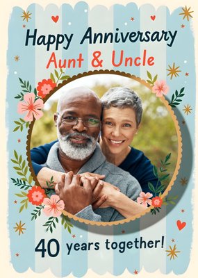 Happy Anniversary Aunt And Uncle 40 Years Together Photo Upload Card