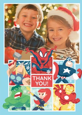 Marvel Comics Cartoon Characters Photo Upload Christmas Thank You Card