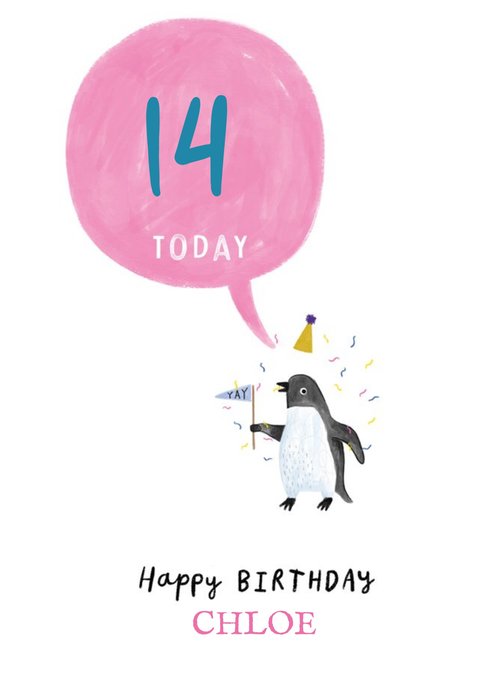 Cute Illustrative Penguin Birthday Card