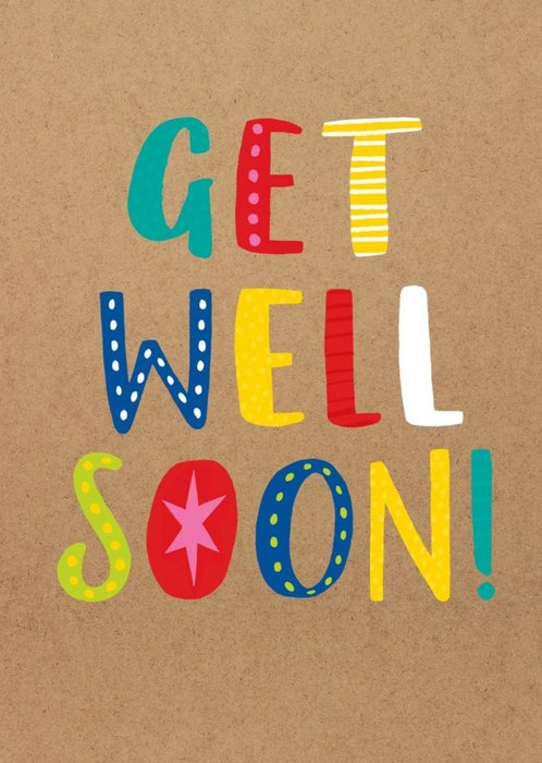 GUK Fun Typographic Get Well Soon Card