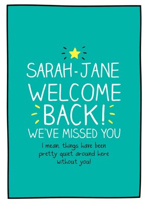 Happy Jackson Typographic Welcome Back Card