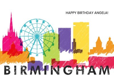 Colourful Birmingham Skyline Card