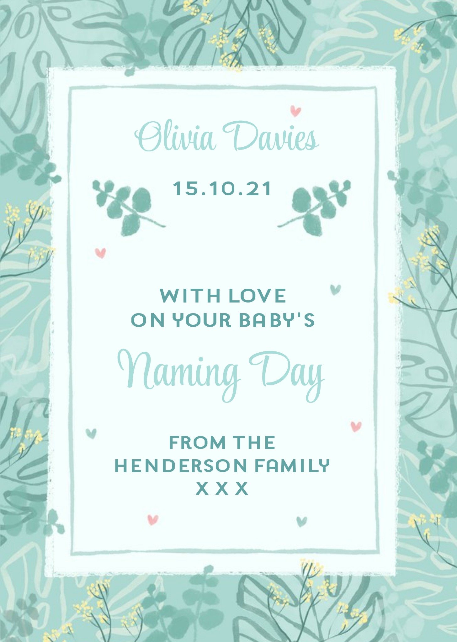 Moonpig On Your Baby's Naming Day Typographic Card