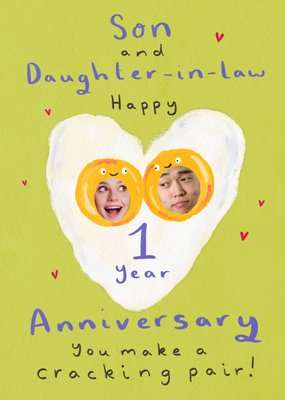 Son And Daughter In Law Photo Upload Anniversary Card