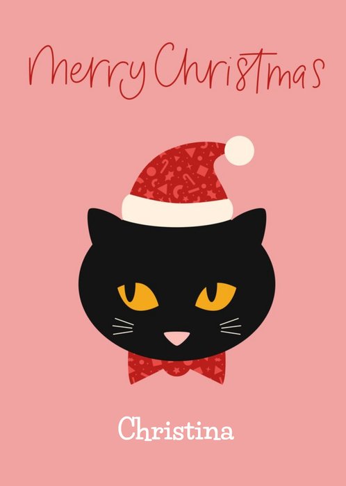 Modern Cat Illustration Christmas Card