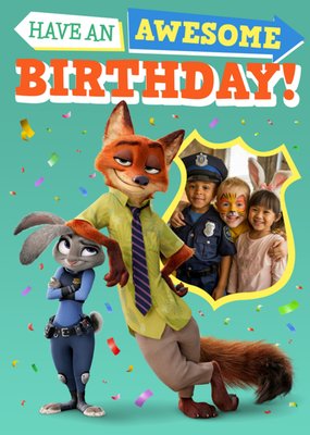 Disney Zootropolis Have An Awesome Birthday Photo Upload Card