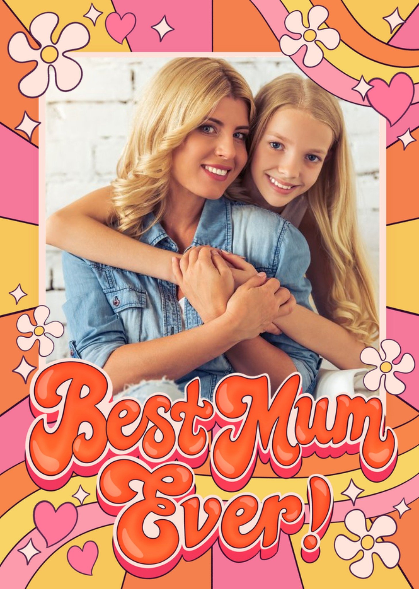 Moonpig Best Mum Ever Retro Photo Upload Card