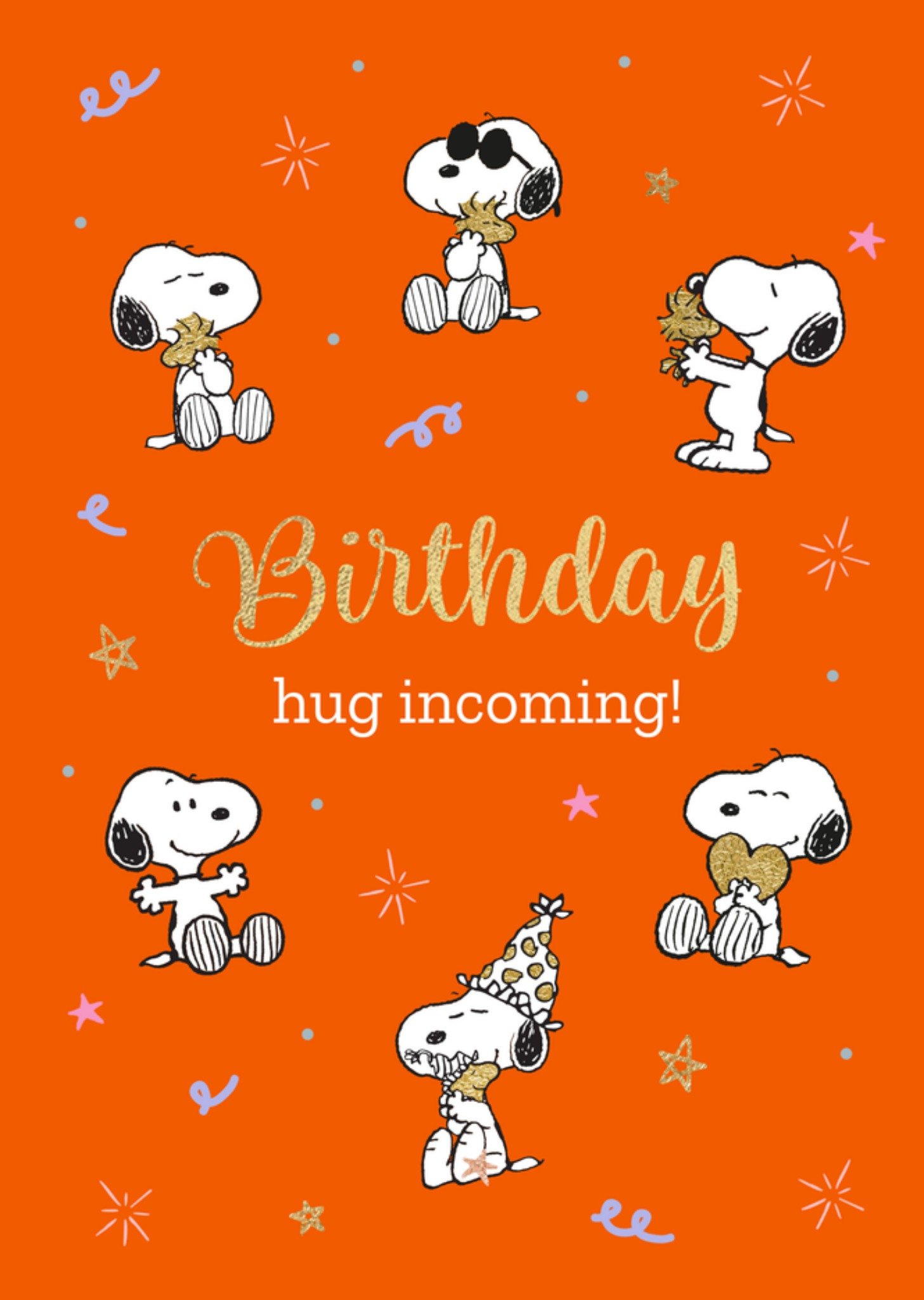 Hug Incoming Snoopy Illustrated Birthday Card