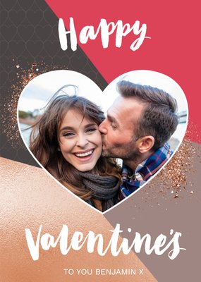 Metallic Glitter Dust Happy Valentines Photo Card