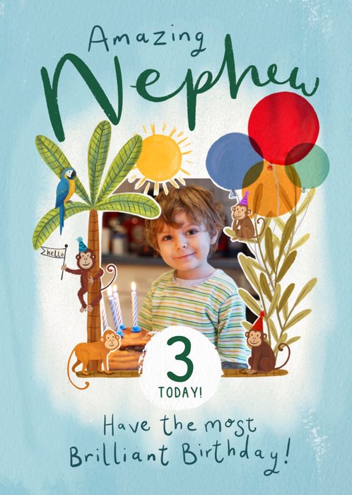 Amazing Nephew 3 Today Photo Upload Birthday Card
