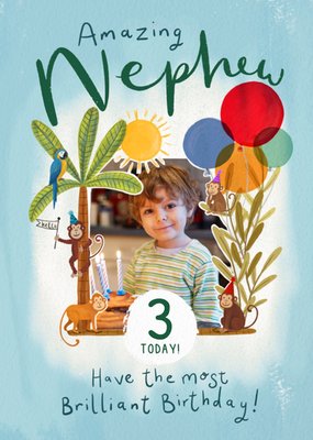 Amazing Nephew 3 Today Photo Upload Birthday Card
