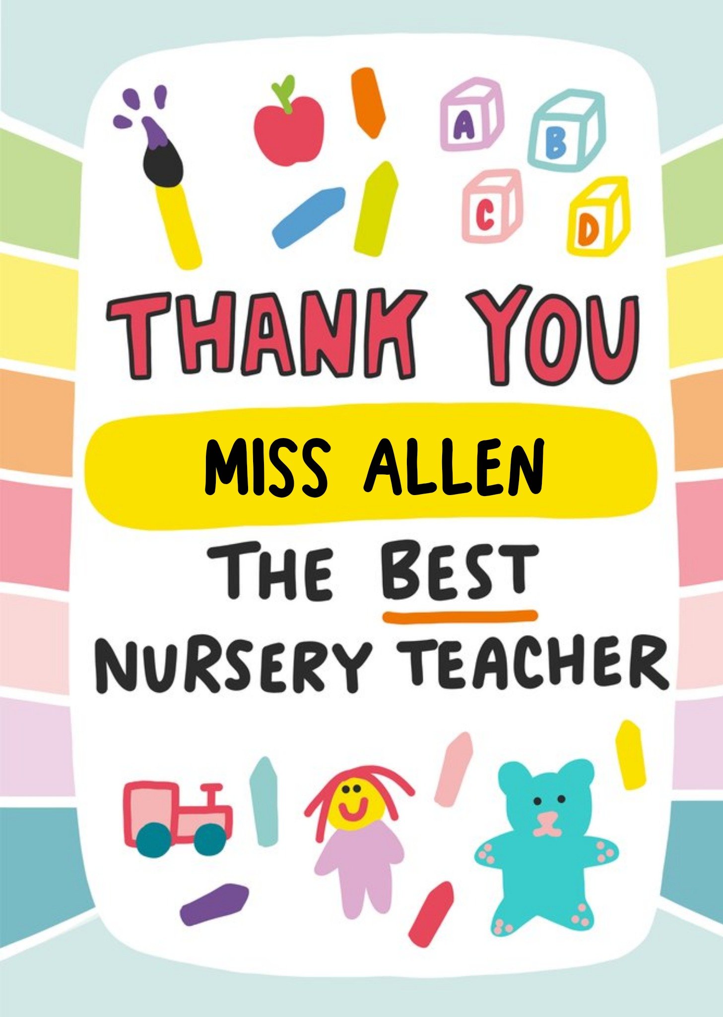 Moonpig Angela Chick Thank You To The Best Nursery Teacher Card