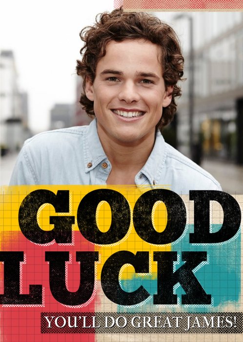 Photo Upload Modern Good Luck Card