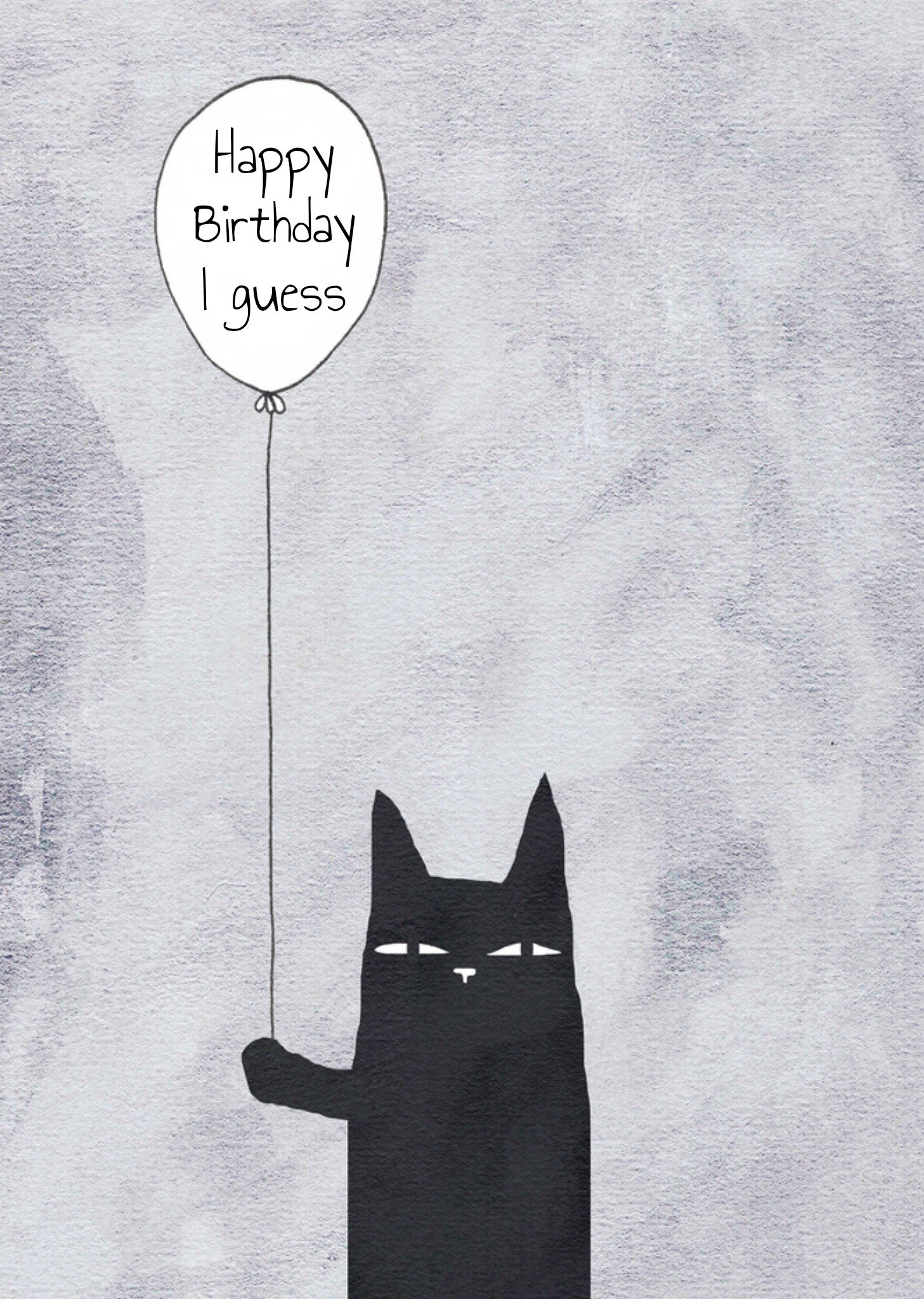 Moonpig Doomer Drawings Happy Birthday I Guess Illustrated Downer Cat With A Balloon Birthday Card, 