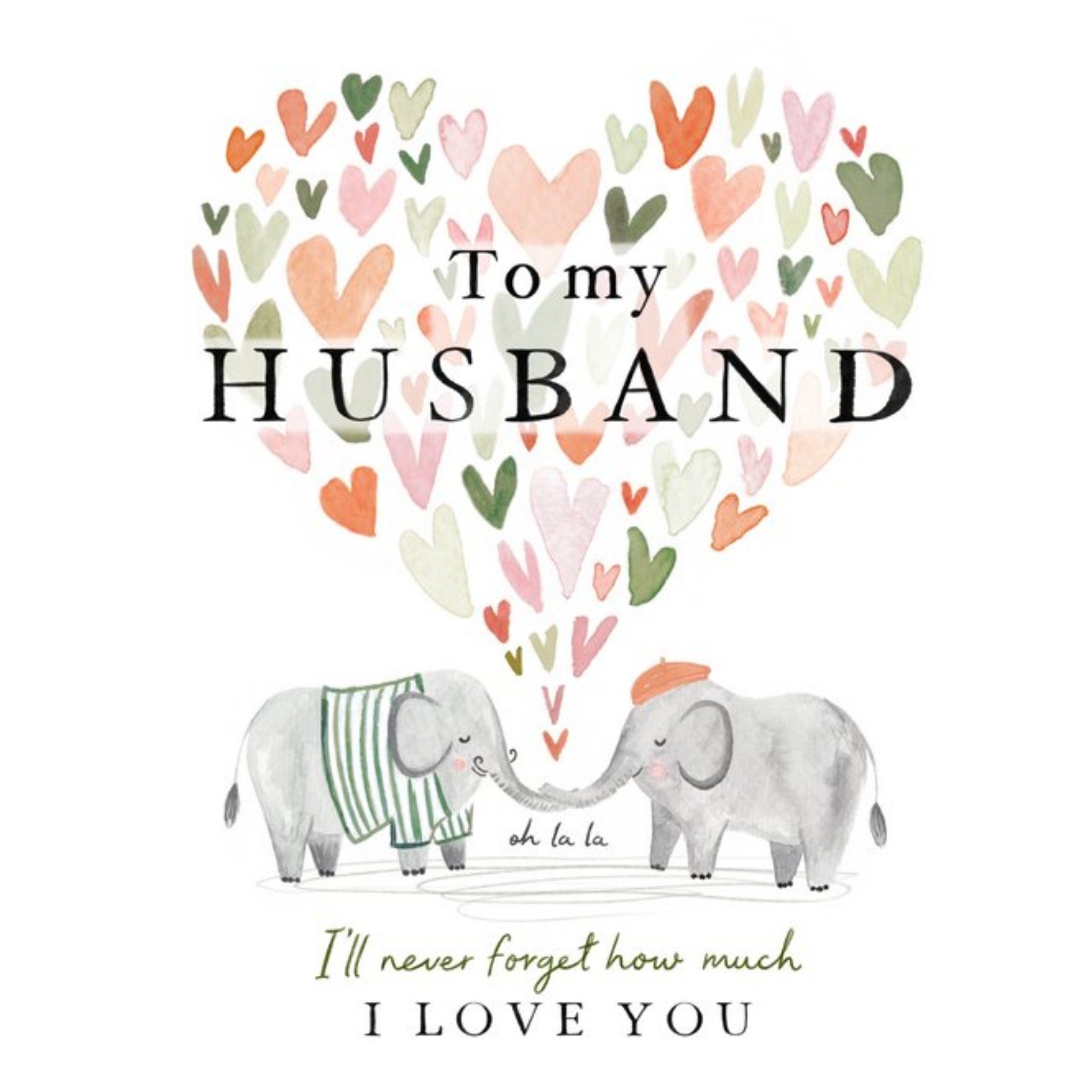 Moonpig Watercolour Illustration Of Two Elephants Husband's Valentine's Day Card