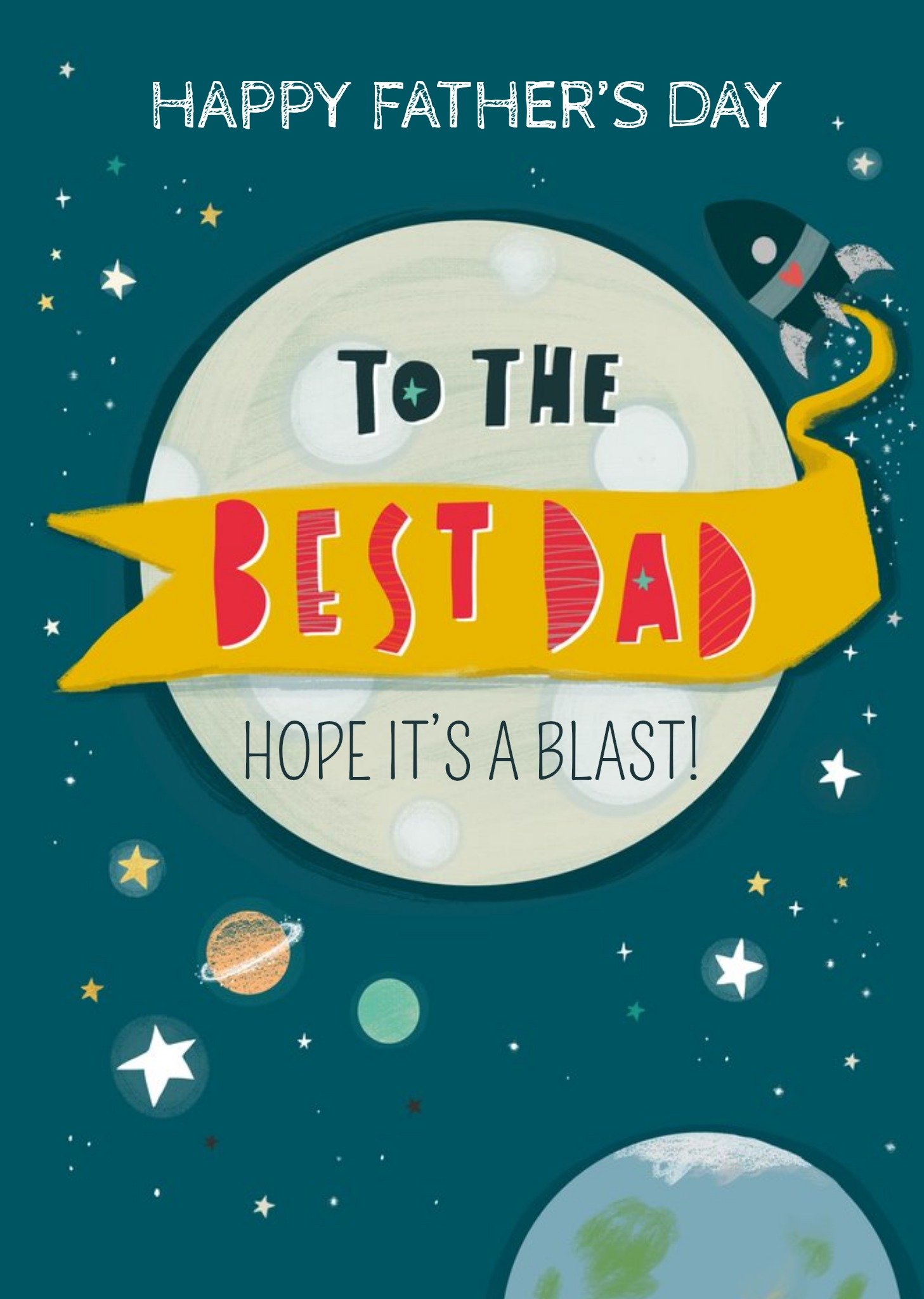 Moonpig Colette Barker Illustrated Father's Day Space Colourful Card