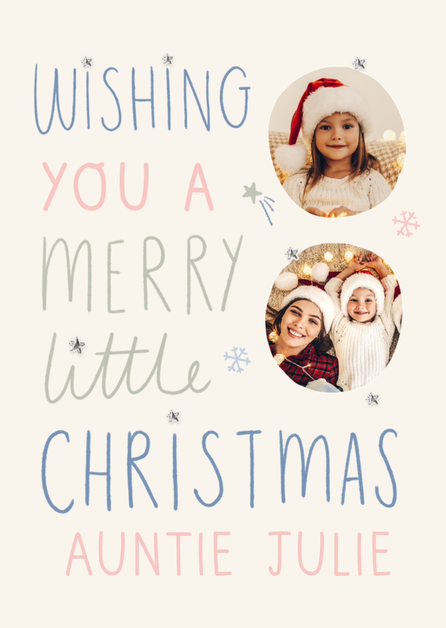 Moonpig Merry Little Christmas Photo Upload Auntie Christmas Card