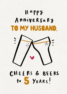 Beer Illustrated Funny Anniversary Card for Husband