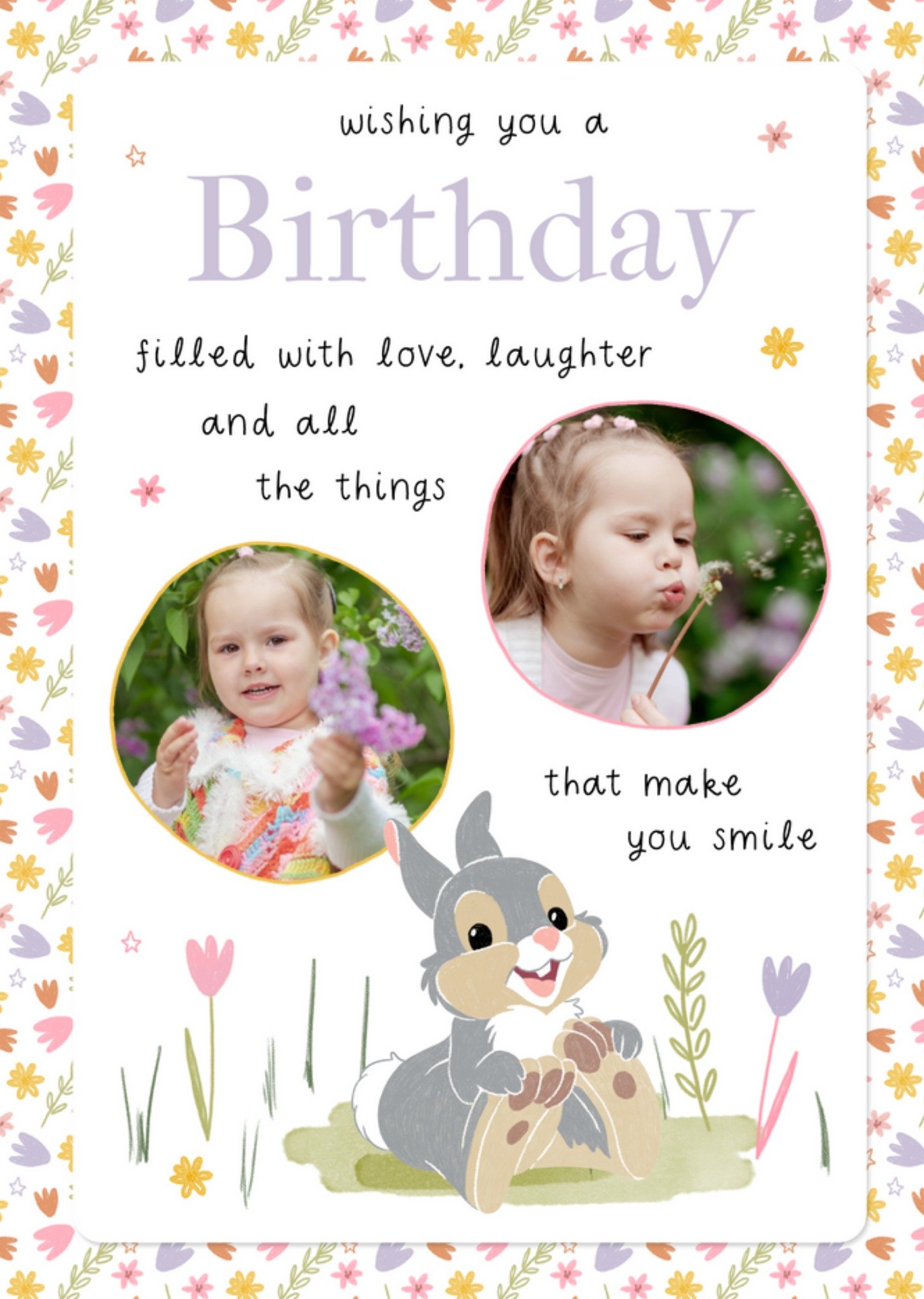 Disney Bambi Birthday Filled With Love And Laughter Thumper Photo Upload Birthday Card Ecard