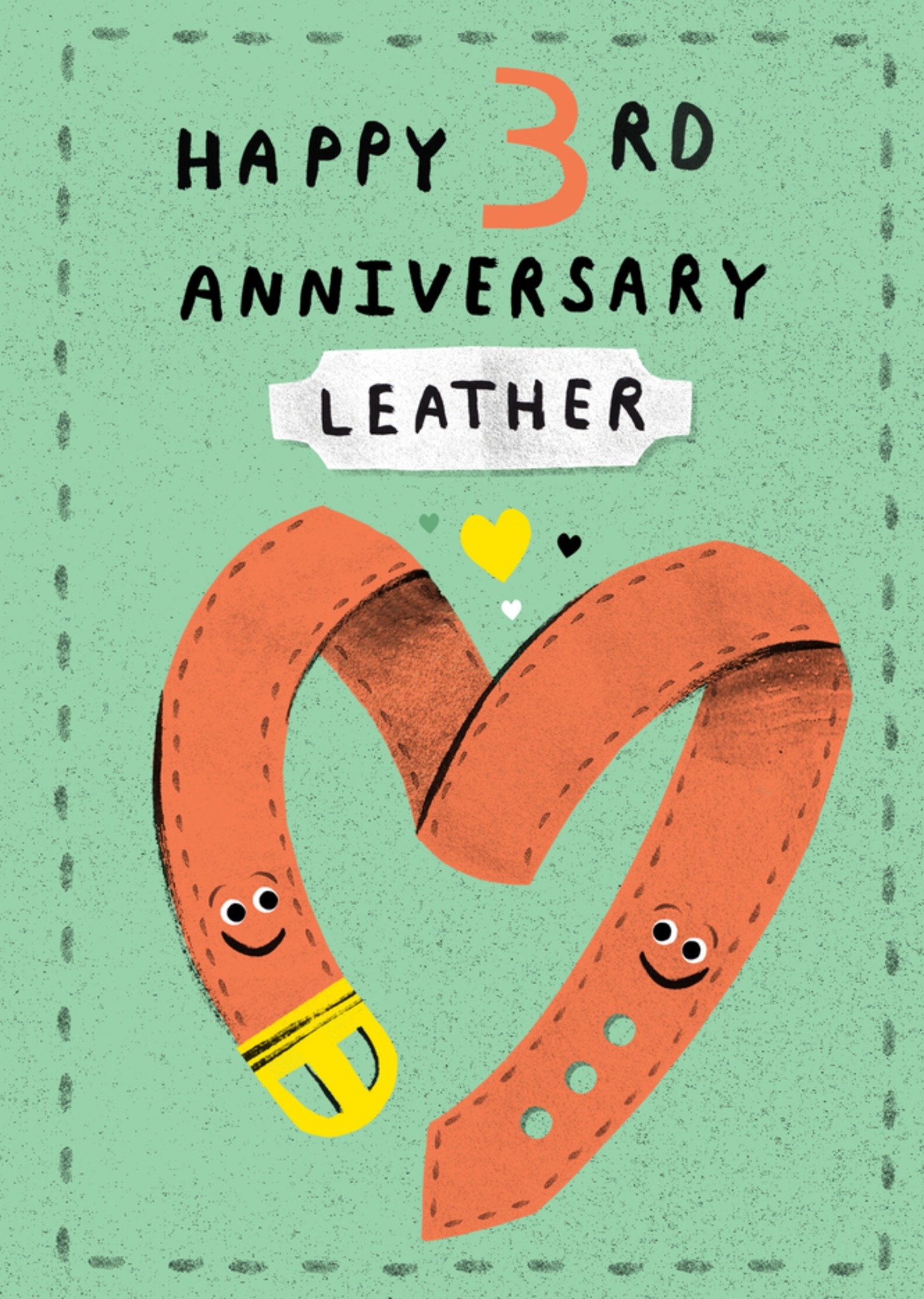 Moonpig Happy 3rd Anniversary Leather Card