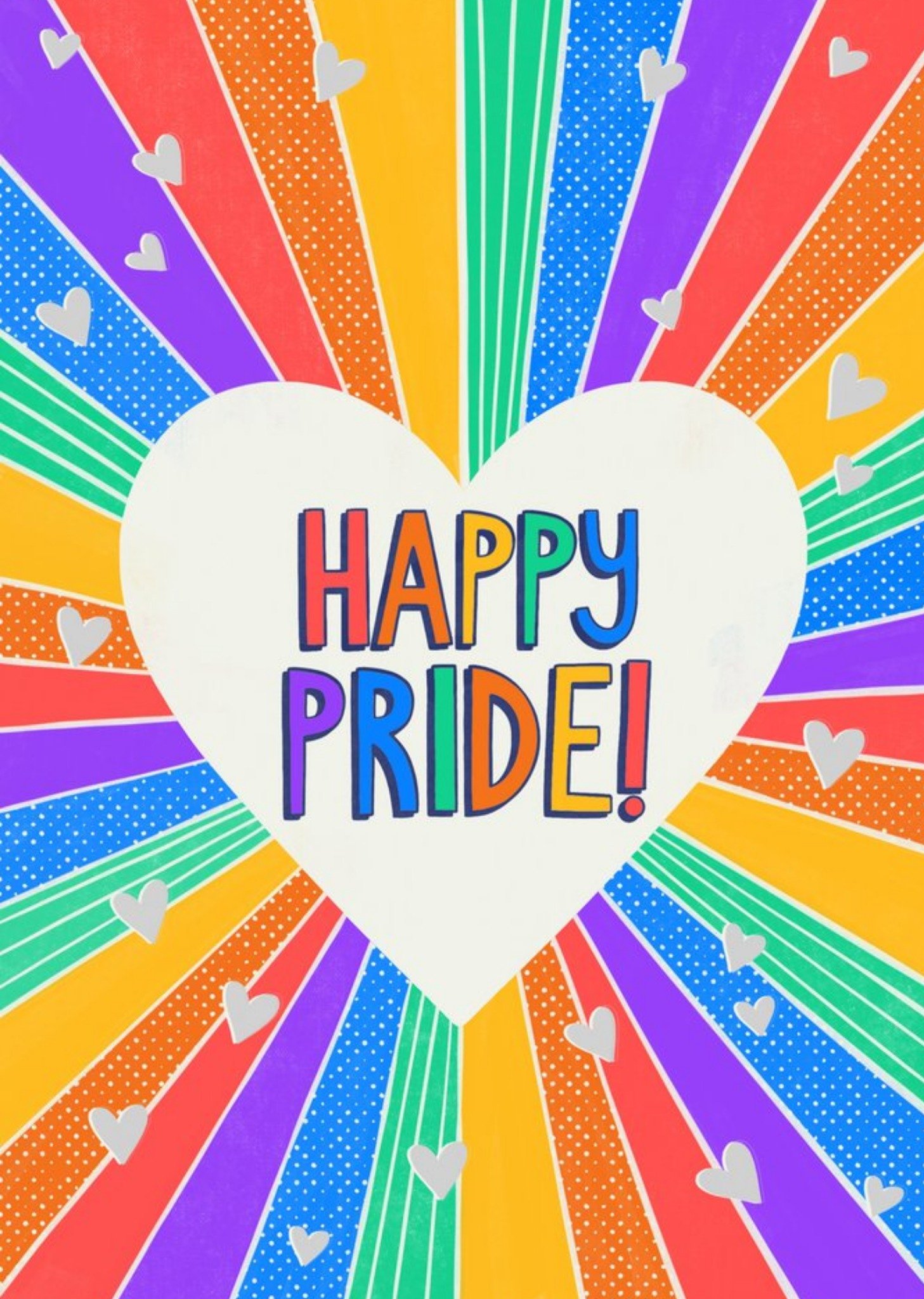Moonpig Rainbow Beams Typographic Happy Pride Card