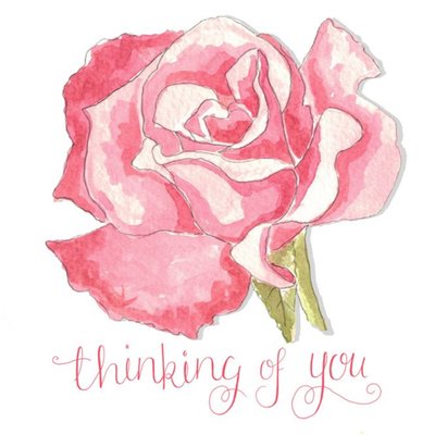 Watercolour Pink Thinking Of You Card