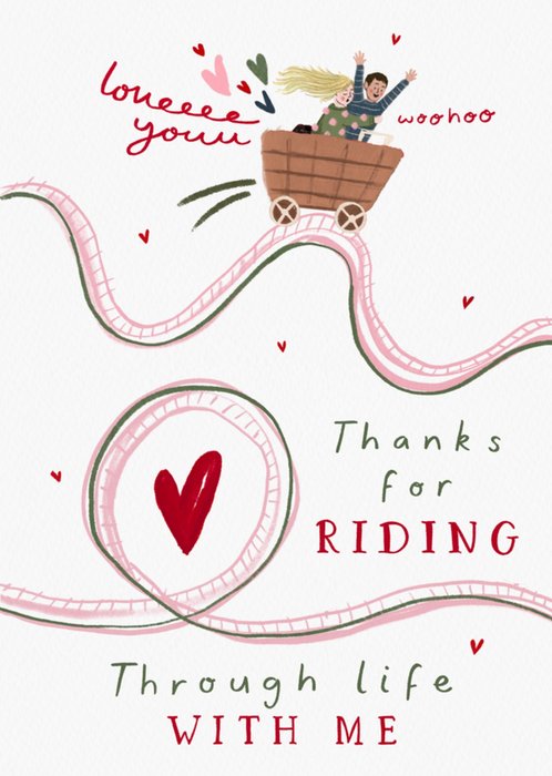 Illustrated Thanks For Riding Through Life With Me Valentine's Day Card