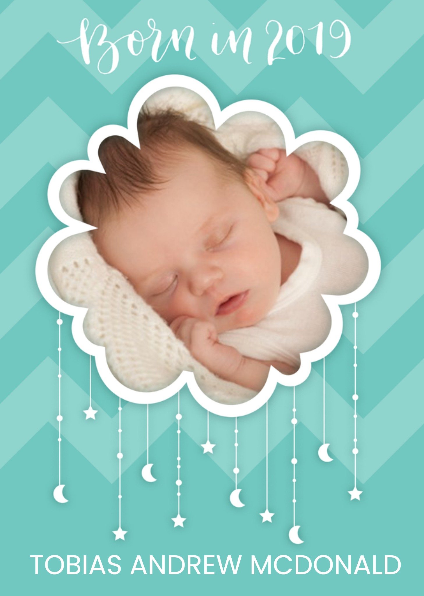 Moonpig Born In 2019 Aqua Cloud Photo Upload Card