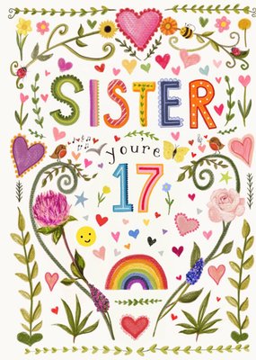 Sister You're 17 Floral Birthday Card