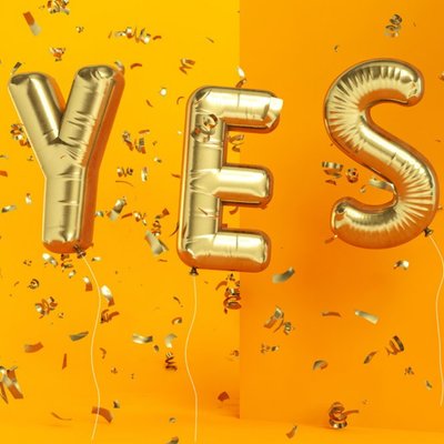 Photographic Exam Congratulations YES Gold Balloons And Confetti Card