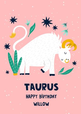 Star Sign Taurus Birthday Card