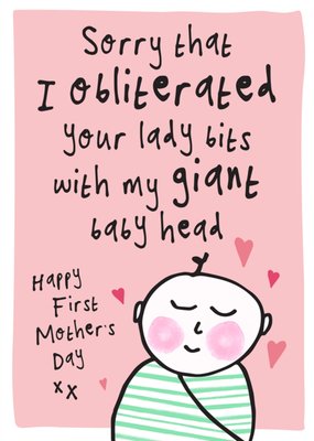 Giant Head Baby Illustrated Mother's Day Card