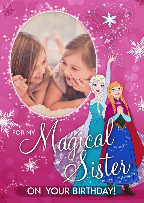 Disney Frozen Magical Sister Birthday Photo Upload Card