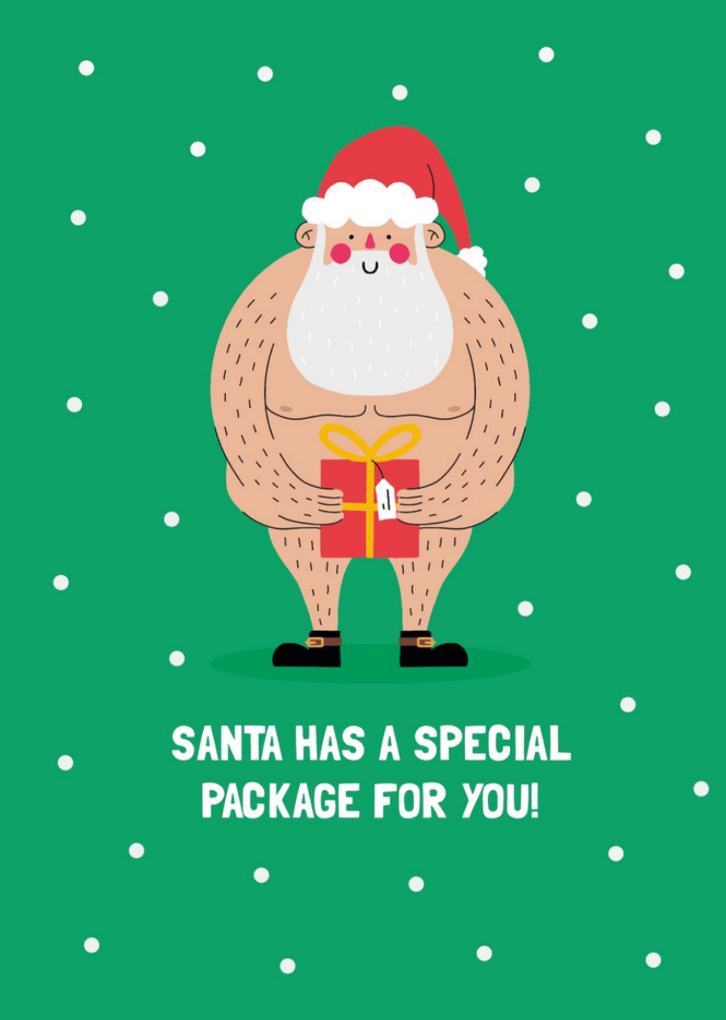 Special Package For You Naked Santa Illustrated Scribbler Christmas Card