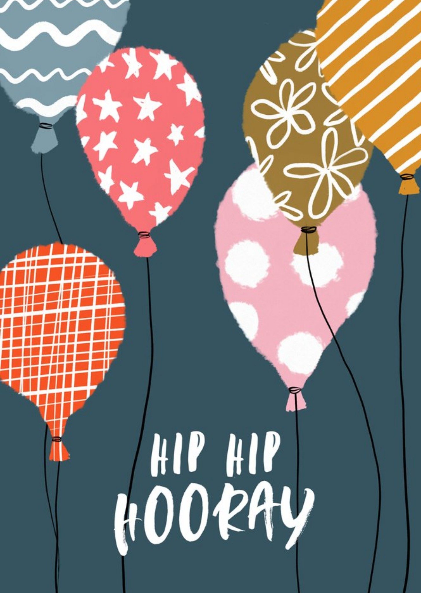 Moonpig Illustration Of Colourful Patterned Balloons Birthday Card