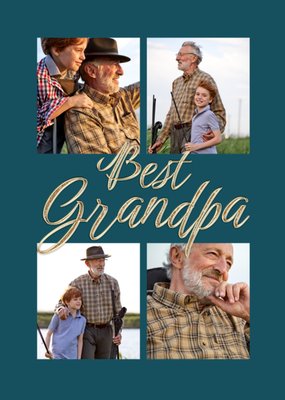 Best Grandpa Gold Foil Effect Photo Upload Birthday Card