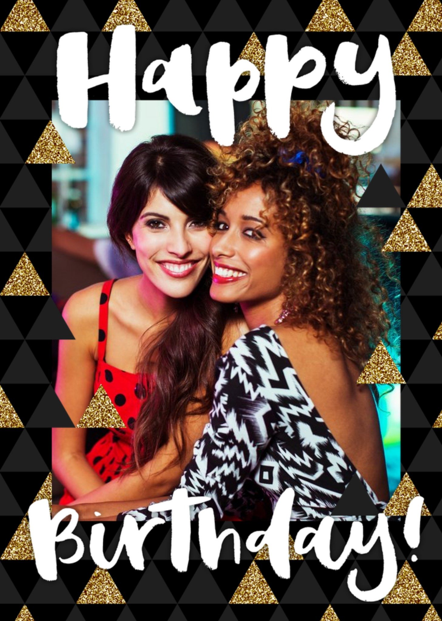 Moonpig Glittered Pyramids Happy Birthday Photo Card