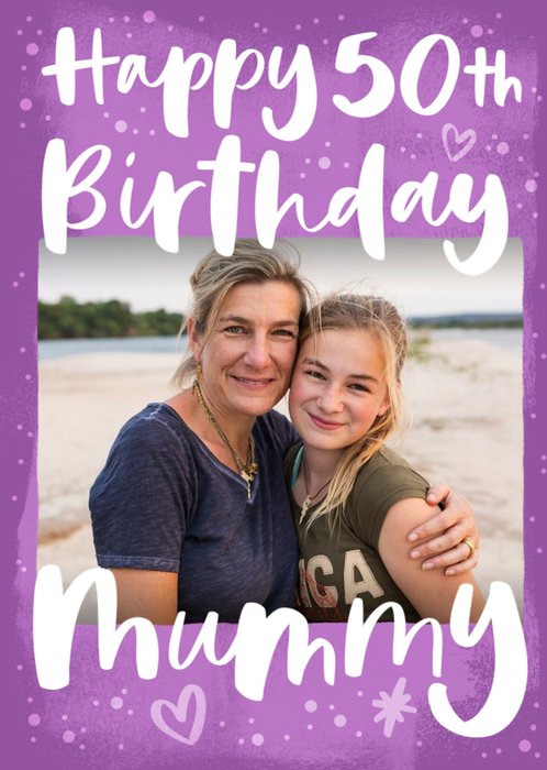 Purple Typographic Mummy 50th Birthday Card