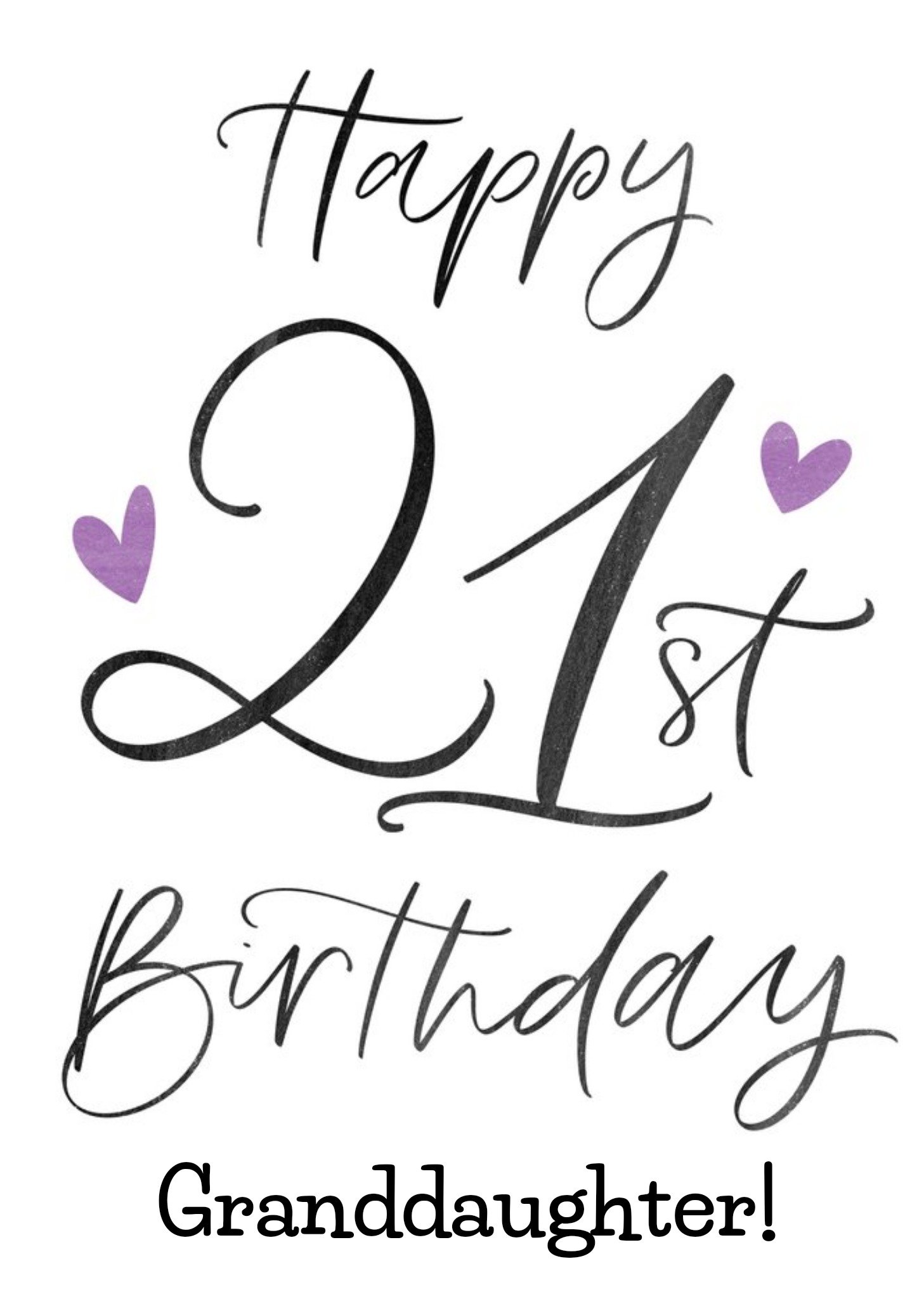 Moonpig Typographic Calligraphy Granddaughter 21st Birthday Card