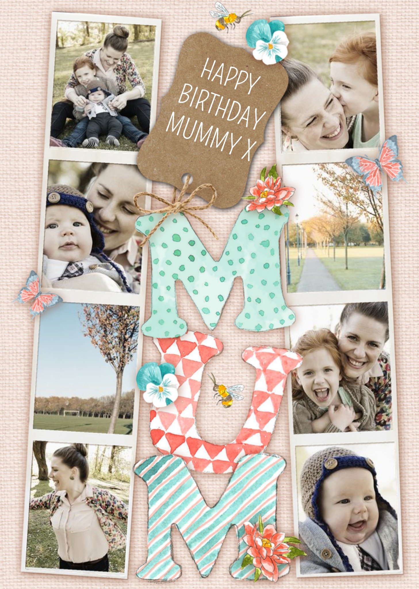 Moonpig Photo Strips Personalised Photo Upload Birthday Card For Mum