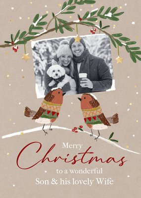 To A Wonderful Son And His Lovely Wife Photo Upload Christmas Card