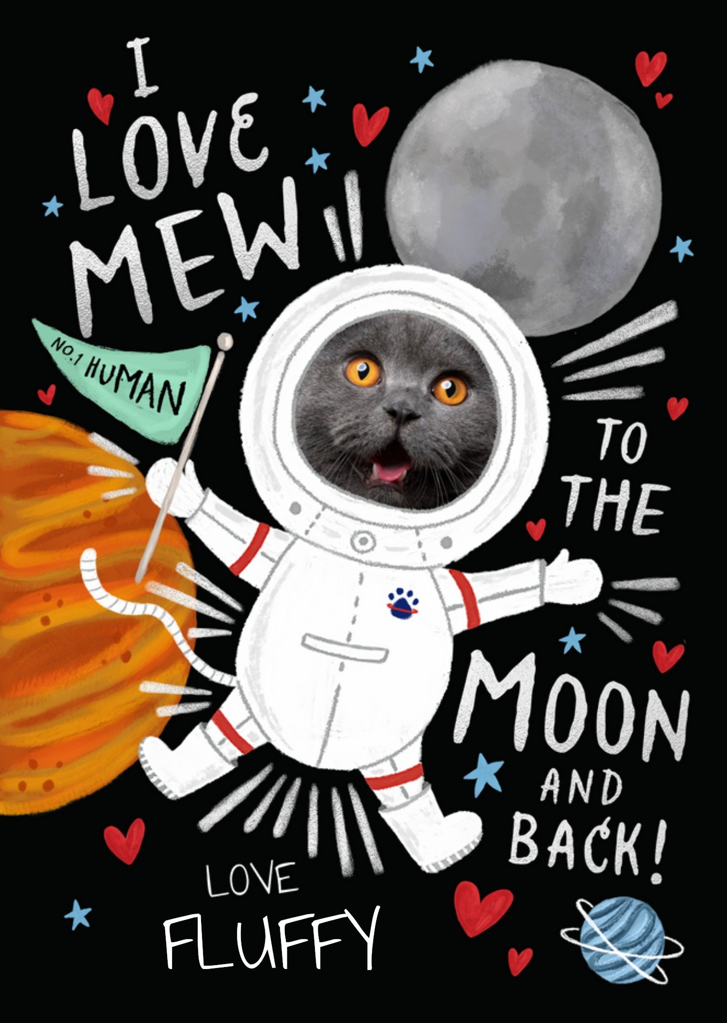 Moonpig I Love Mew To The Moon And Back Photo Upload From The Cat Card, Large